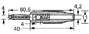 Izolowany wtyk 4mm z dodatkowym otworem 4mm, Hirschmann BUELA 30 SW (czarny), Nr. 34 