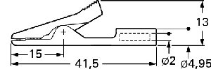 Izolowany krokodylek z gniazdem 2mm, Hirschmann MA 1 SW (czarny), Nr. 32