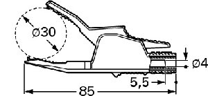 Izolowany krokodylek z gniazdem 4mm, Hirschmann AK 2 B 2540 SW (czarny), Nr. 18
